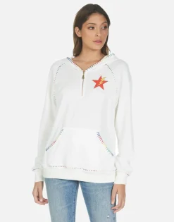 Lauren Moshi Rainbow Lightning Eye Half Zip Hoodie | Dezi By *Women Hoodies