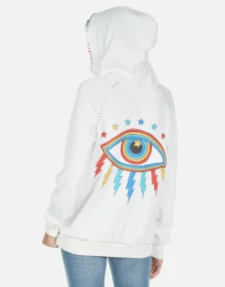 Lauren Moshi Rainbow Lightning Eye Half Zip Hoodie | Dezi By *Women Hoodies