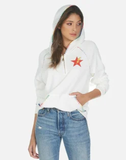 Lauren Moshi Rainbow Lightning Eye Half Zip Hoodie | Dezi By *Women Hoodies