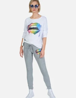 Lauren Moshi Rainbow Smudge Lip Classic Sweatpant W/Cuff | Kizzy By *Women Long Sweatpants