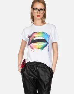 Lauren Moshi Rainbow Smudge Lip Vintage Ss Tee | Edda By *Women Short Sleeve