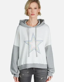 Lauren Moshi Rainbow Star Outline Drop Shoulder Hoodie | Ellie By *Women Hoodies