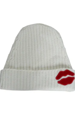 Lauren Moshi Red Mouth Patch Cashmere Slouch Beanie | Blix By *Women Sweaters & Knits
