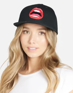 Lauren Moshi Red Open Lip Patch Canvas Hat In | Bay By * Hats