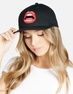 Lauren Moshi Red Open Lip Patch Canvas Hat In | Bay By * Hats