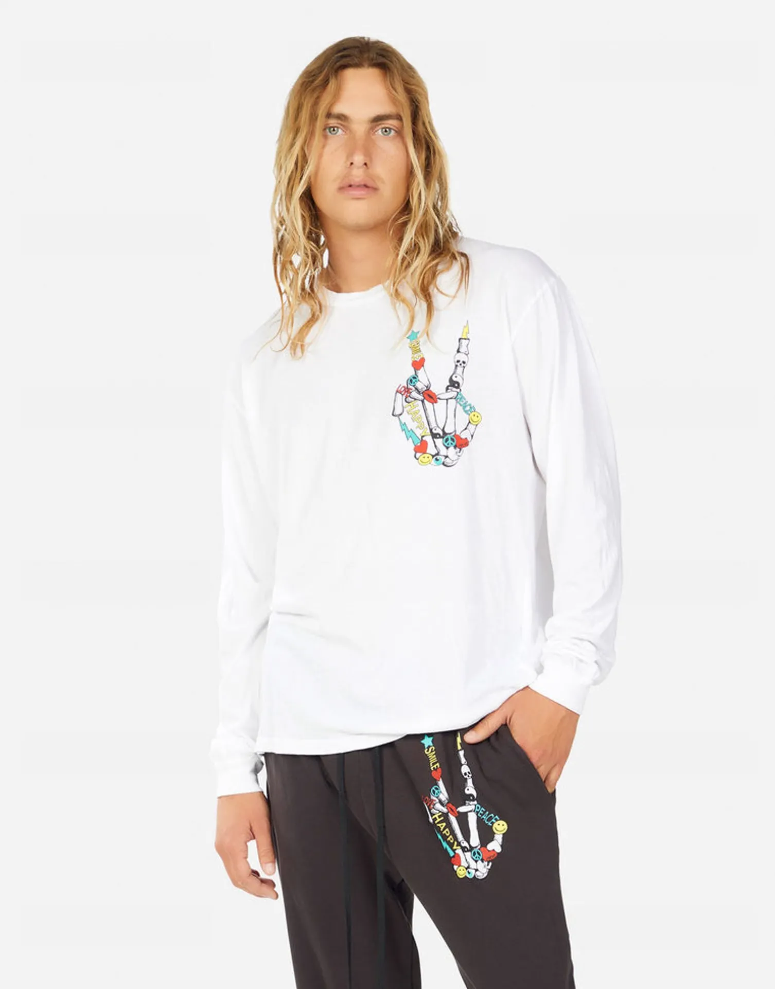 Lauren Moshi Rolston Color Elements Skeleton Peace*Men Tees