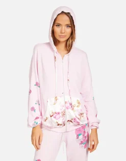 Lauren Moshi Roma Pink Rose Skull*Women Hoodies