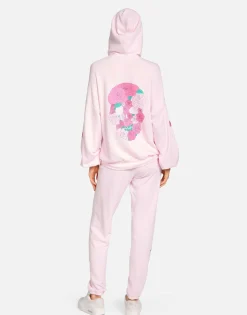 Lauren Moshi Roma Pink Rose Skull*Women Hoodies