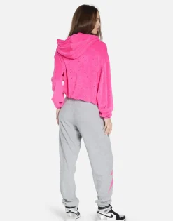 Lauren Moshi Scribble Lightning Pullover Hoodie In Hot Pink/ Silver | Nurys By *Women Hoodies