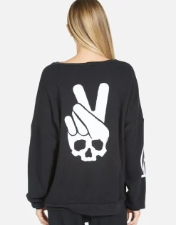 Lauren Moshi Sierra Skull Peace Hand*Women Long Sleeve