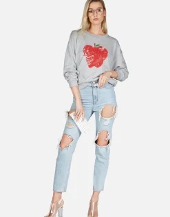 Lauren Moshi Skull Apple L/S Oversized Boyfriend Pullover | Babbs By *Women Long Sleeve