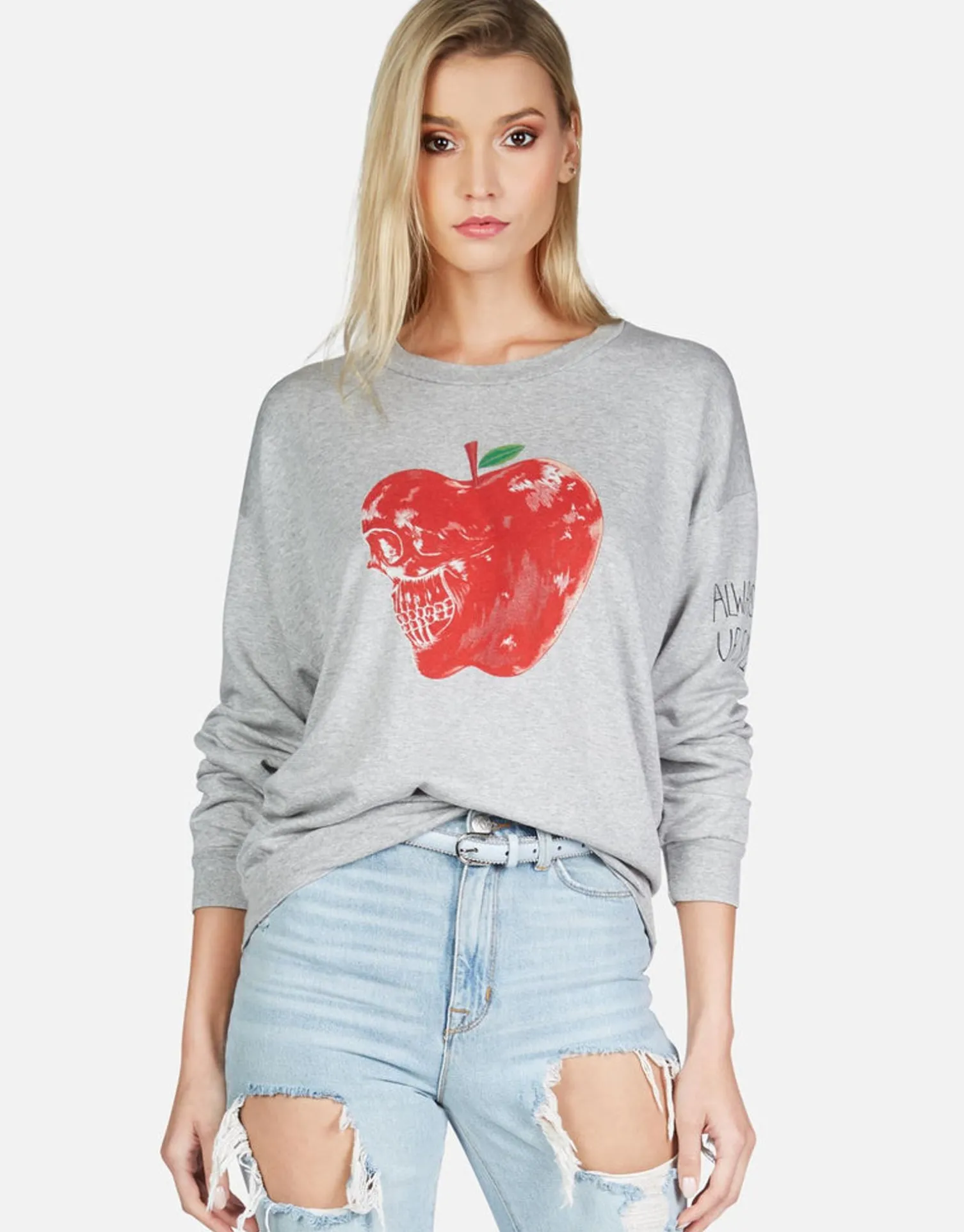 Lauren Moshi Skull Apple L/S Oversized Boyfriend Pullover | Babbs By *Women Long Sleeve