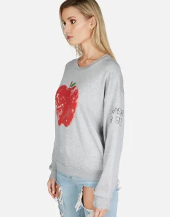 Lauren Moshi Skull Apple L/S Oversized Boyfriend Pullover | Babbs By *Women Long Sleeve