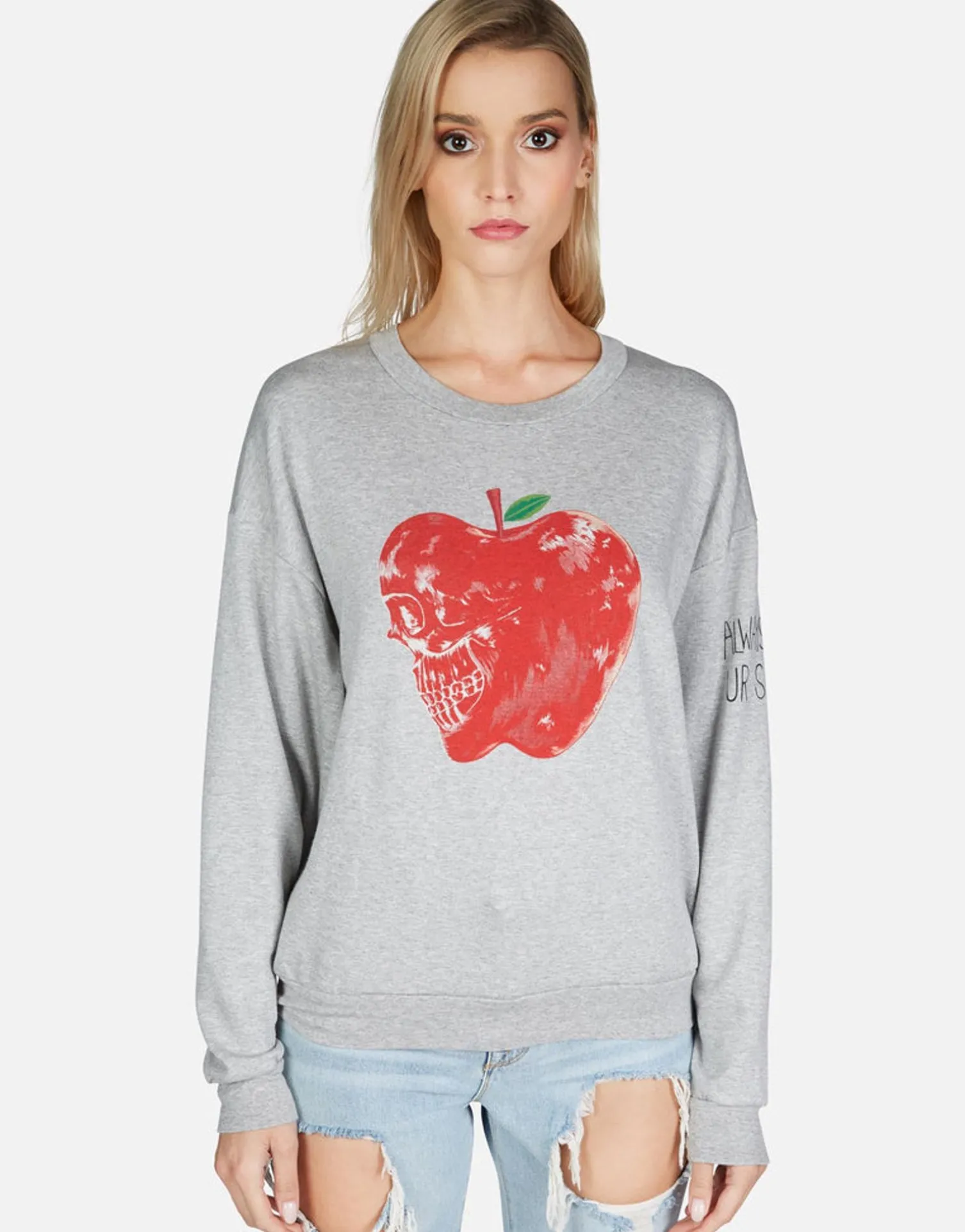 Lauren Moshi Skull Apple L/S Oversized Boyfriend Pullover | Babbs By *Women Long Sleeve