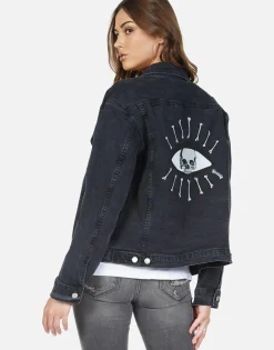 Lauren Moshi Skull Bone Eye Denim Boyfriend Jacket | Spencer By *Women Jackets
