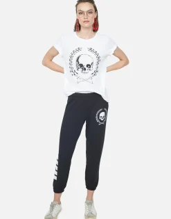 Lauren Moshi Skull Crest S/S Tee W/ V Cut-Out Back | Moxie By *Women Short Sleeve