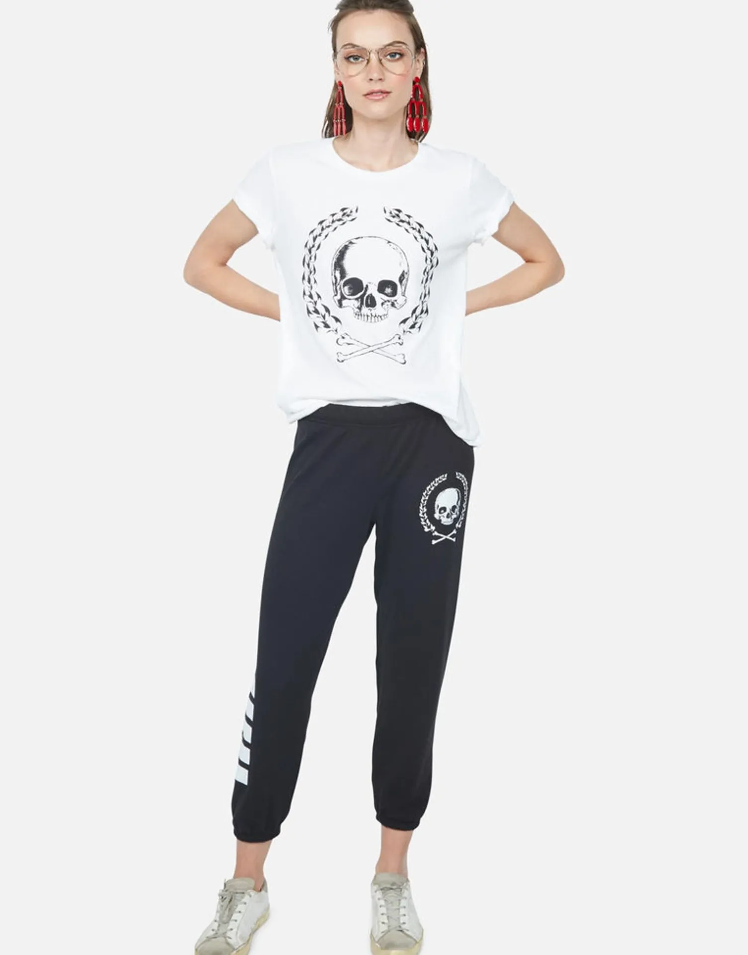 Lauren Moshi Skull Crest S/S Tee W/ V Cut-Out Back | Moxie By *Women Short Sleeve