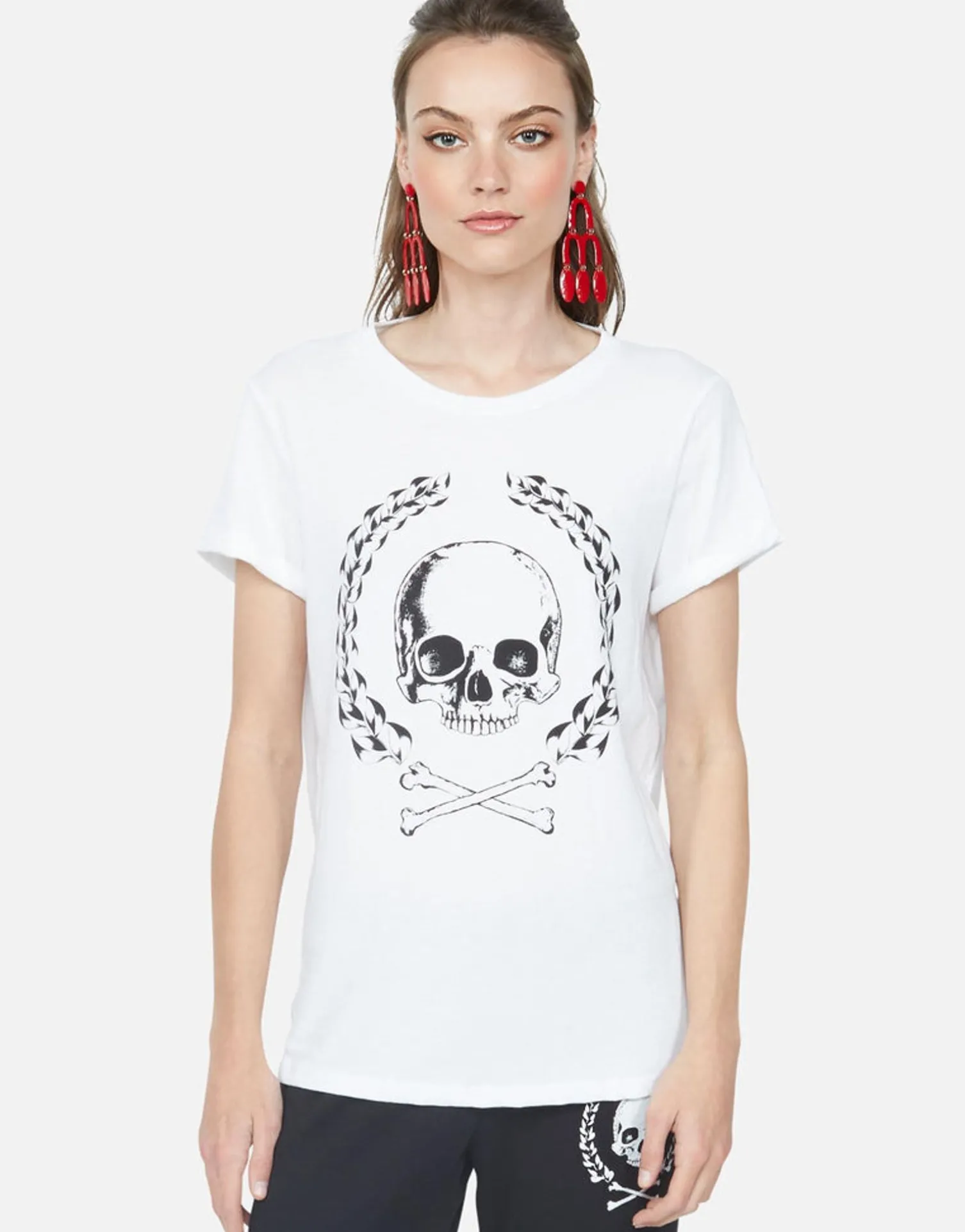 Lauren Moshi Skull Crest S/S Tee W/ V Cut-Out Back | Moxie By *Women Short Sleeve