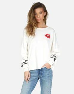 Lauren Moshi Skull Lip Long Sleeve Crop Pullover | Lee By *Women Long Sleeve