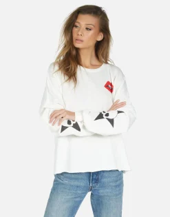 Lauren Moshi Skull Lip Long Sleeve Crop Pullover | Lee By *Women Long Sleeve