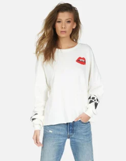 Lauren Moshi Skull Lip Long Sleeve Crop Pullover | Lee By *Women Long Sleeve