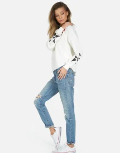 Lauren Moshi Skull Lip Long Sleeve Crop Pullover | Lee By *Women Long Sleeve