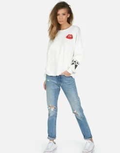 Lauren Moshi Skull Lip Long Sleeve Crop Pullover | Lee By *Women Long Sleeve