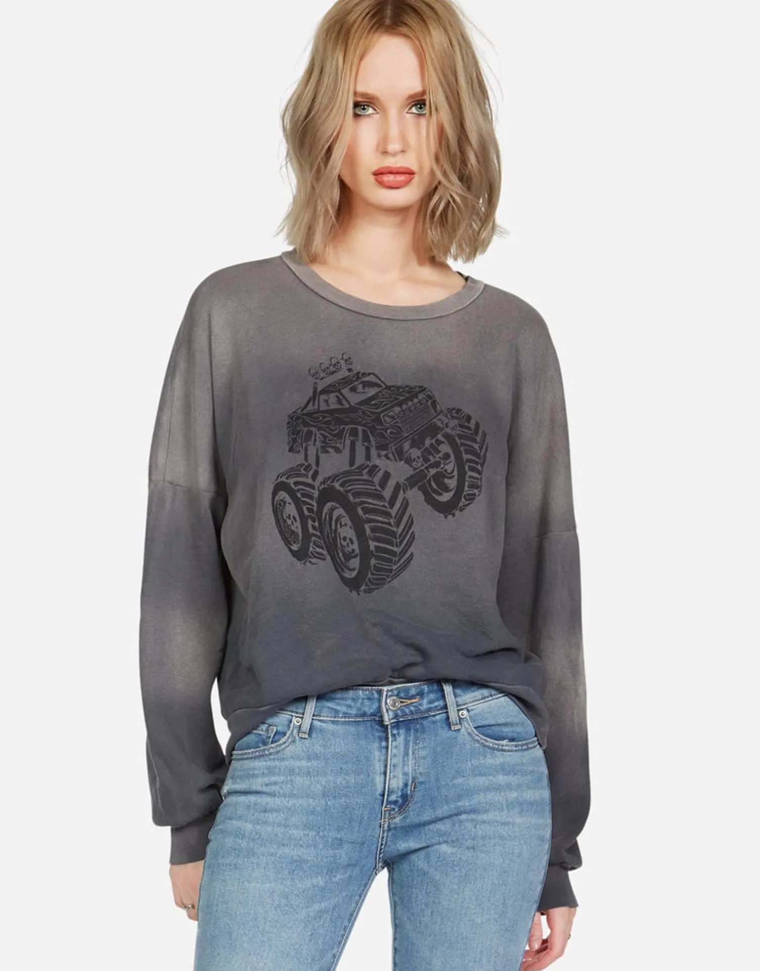Lauren Moshi Skull Monster Truck L/S Boyfriend Pullover | Sierra By *Women Long Sleeve