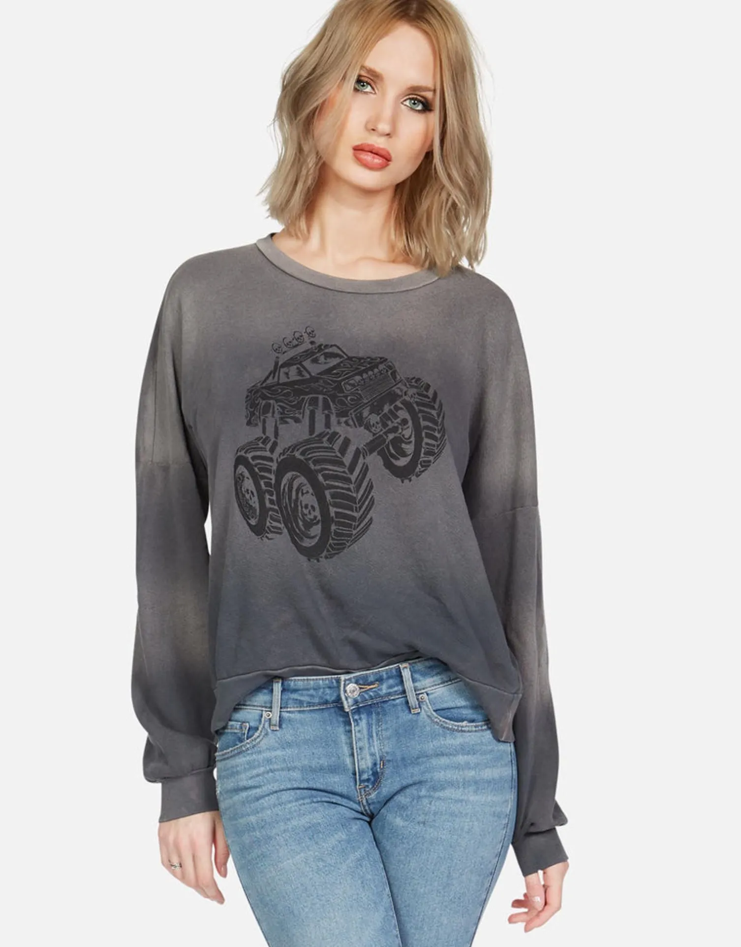 Lauren Moshi Skull Monster Truck L/S Boyfriend Pullover | Sierra By *Women Long Sleeve