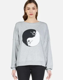 Lauren Moshi Skull Yin Yang L/S Boyfriend Pullover | Sierra By *Women Long Sleeve