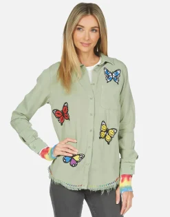Lauren Moshi Sloane Butterfly Patches*Women Long Sleeve