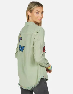 Lauren Moshi Sloane Butterfly Patches*Women Long Sleeve