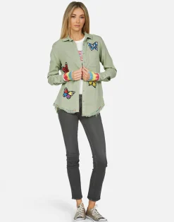Lauren Moshi Sloane Butterfly Patches*Women Long Sleeve