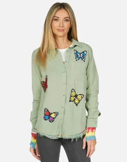 Lauren Moshi Sloane Butterfly Patches*Women Long Sleeve
