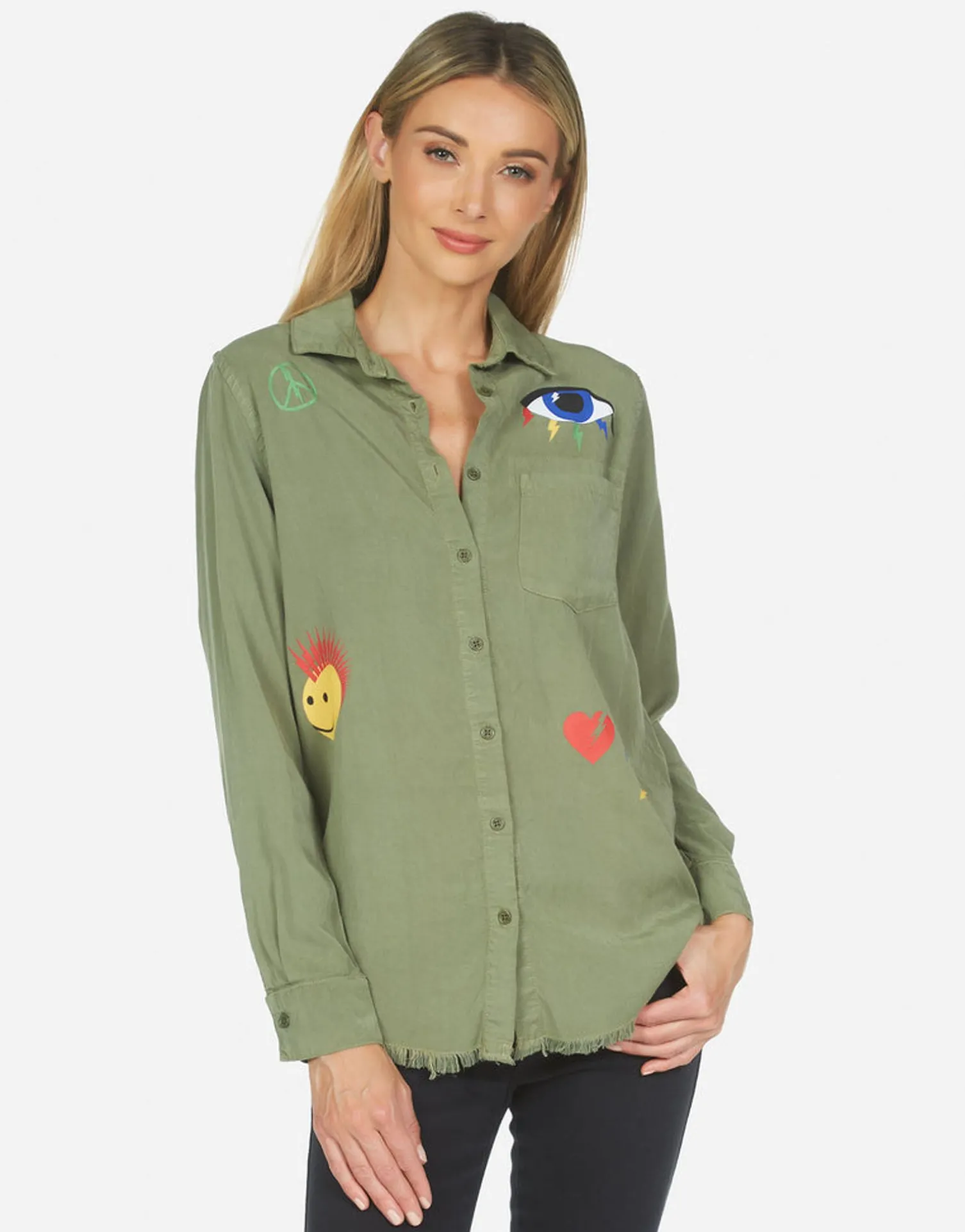 Lauren Moshi Sloane Color Punk Happy Eye*Women Long Sleeve