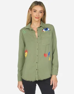 Lauren Moshi Sloane Color Punk Happy Eye*Women Long Sleeve