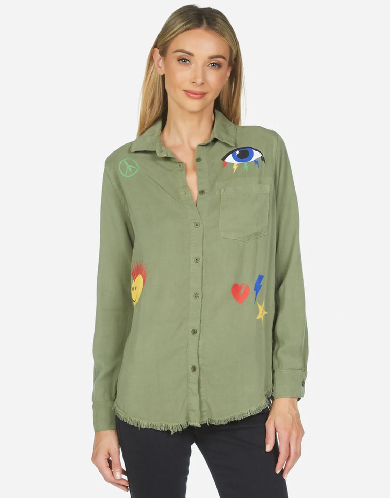 Lauren Moshi Sloane Color Punk Happy Eye*Women Long Sleeve