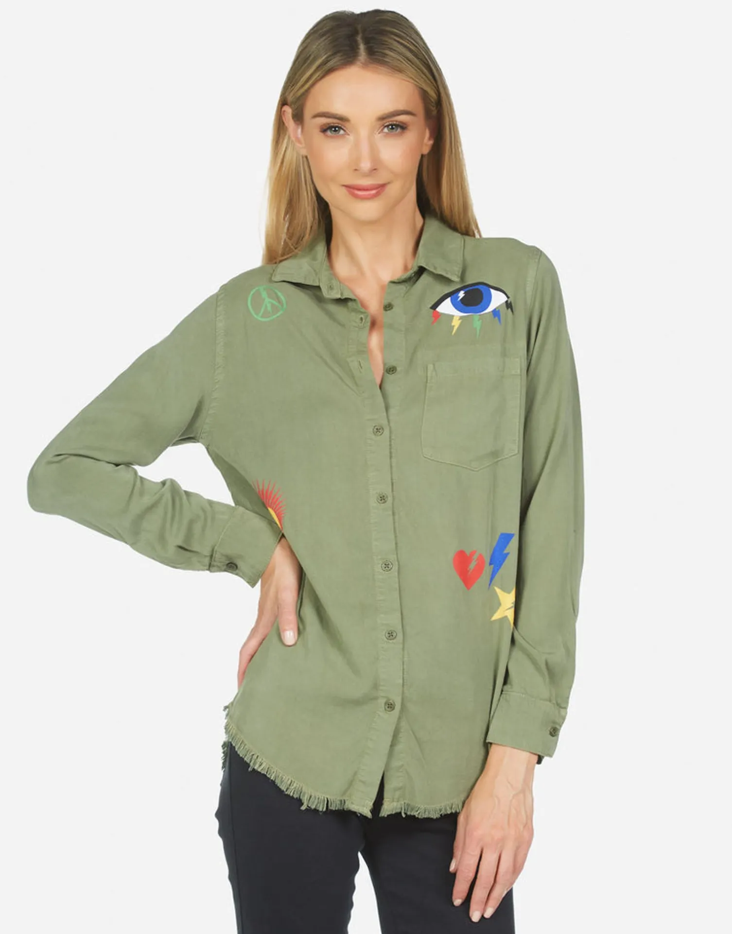 Lauren Moshi Sloane Color Punk Happy Eye*Women Long Sleeve