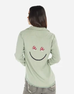 Lauren Moshi Sloane Mushroom Happyface*Women Long Sleeve