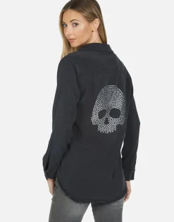 Lauren Moshi Sloane Nailhead Skull*Women Long Sleeve