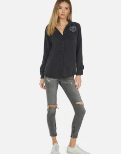 Lauren Moshi Sloane Nailhead Skull*Women Long Sleeve