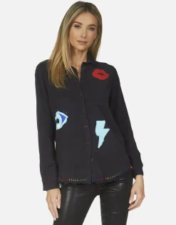 Lauren Moshi Sloane Painted Evil Eye*Women Long Sleeve