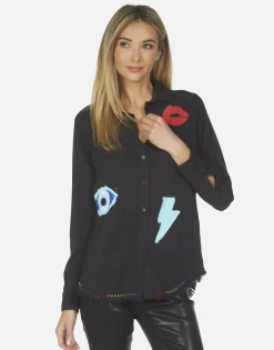 Lauren Moshi Sloane Painted Evil Eye*Women Long Sleeve