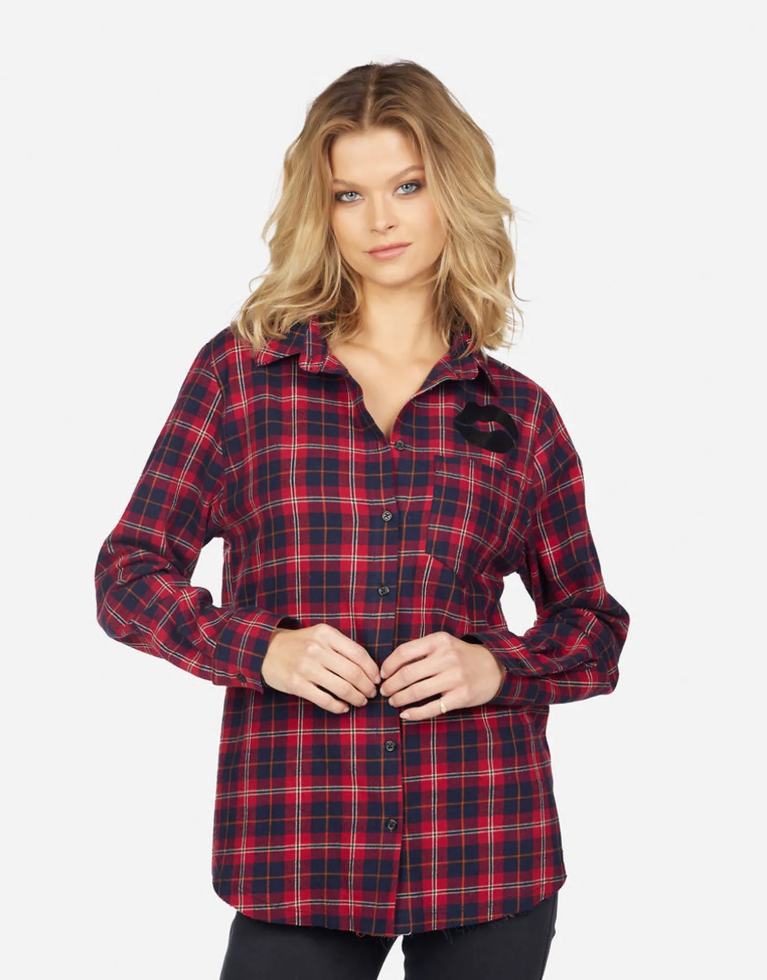 Lauren Moshi Sloane Plaid Lip*Women Long Sleeve