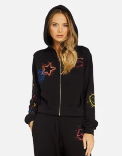 Lauren Moshi Splatter Elements Crop Zip Hoodie In | Lachelle By *Women Hoodies