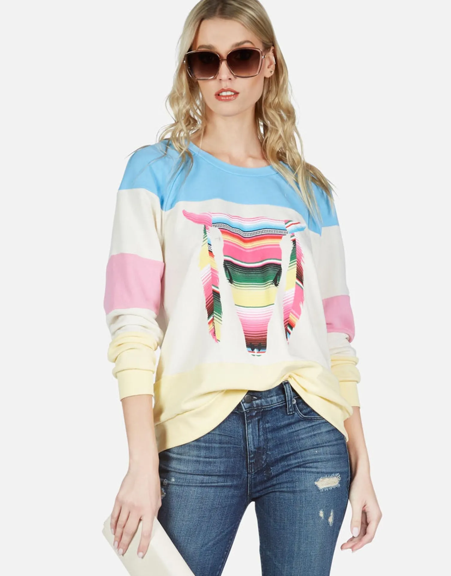 Lauren Moshi Stripe Bull Color Block Raglan Pullover | Lina By *Women Long Sleeve