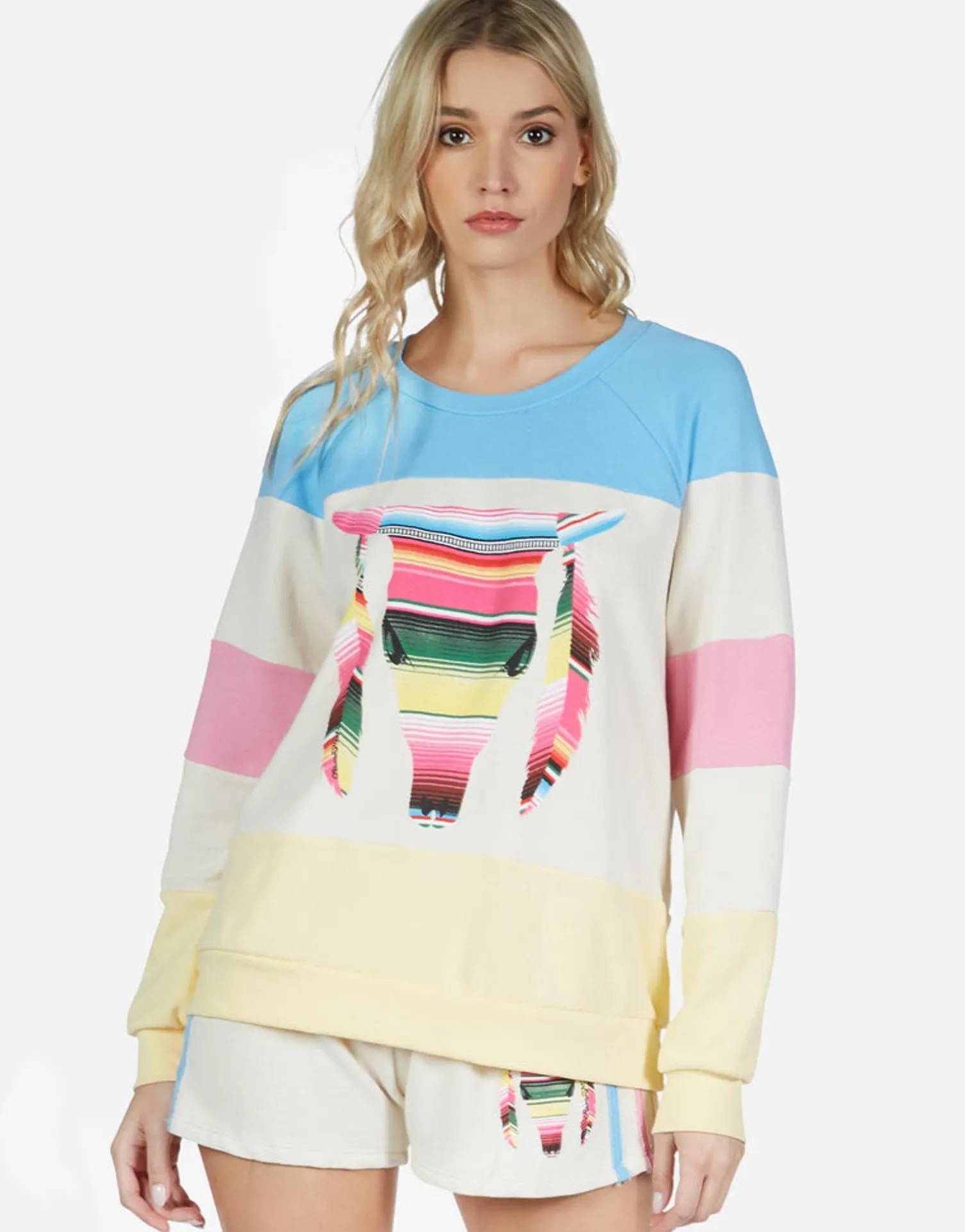 Lauren Moshi Stripe Bull Color Block Raglan Pullover | Lina By *Women Long Sleeve