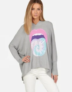 Lauren Moshi Tie Dye Tongue Pullover Hoodie | Wilma By *Women Hoodies