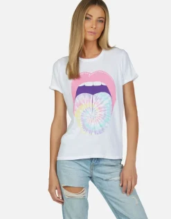 Lauren Moshi Tie Dye Tongue Vintage S/S Roll Up Tee | Edda By *Women Short Sleeve