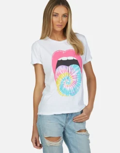 Lauren Moshi Tie Dye Tongue Vintage S/S Roll Up Tee | Edda By *Women Short Sleeve